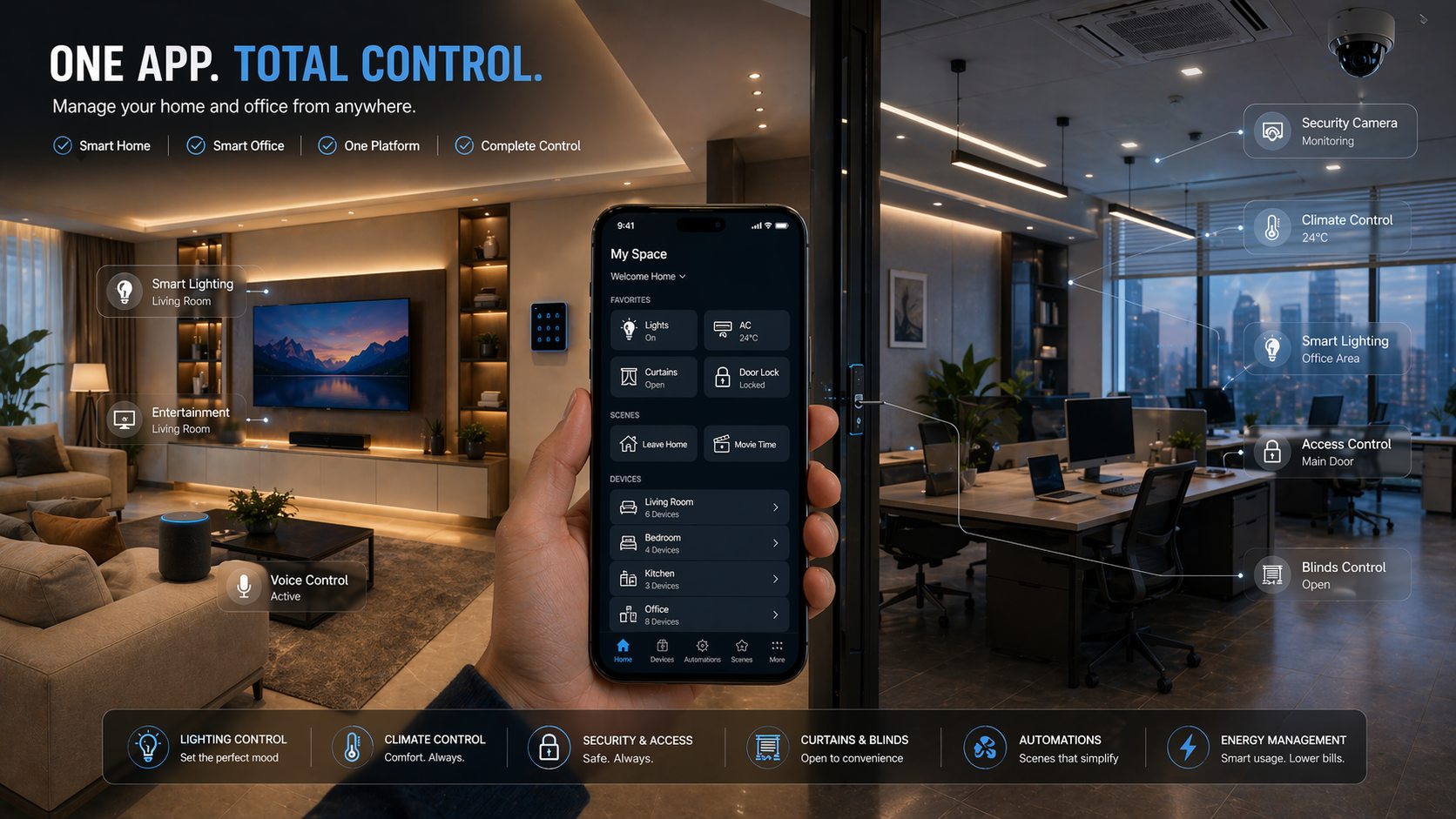 Whole-home and whole-office app control